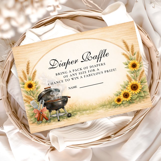 Rustic Sunflower Baby Q Diapper Raffle Tilläggskort (Skapare uppladdad)