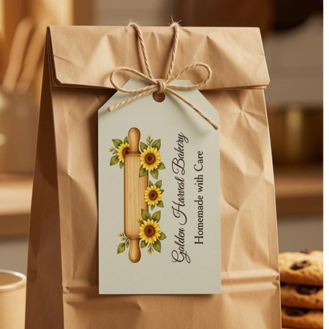 Rustic Sunflower Bakery | Anpassad Cottage  Presentetikett (Skapare uppladdad)