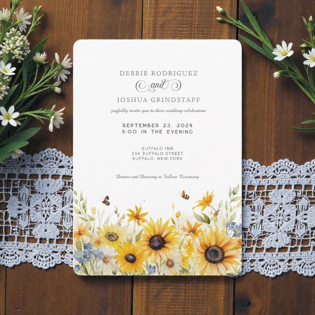 Rustic Sunflower Barn Fall Wedding Invitation  Inbjudningar (Skapare uppladdad)