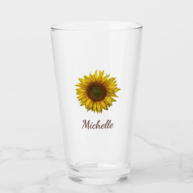 Rustic Sunflower Boho Floral Personalized  Glaskopp (Framsida)