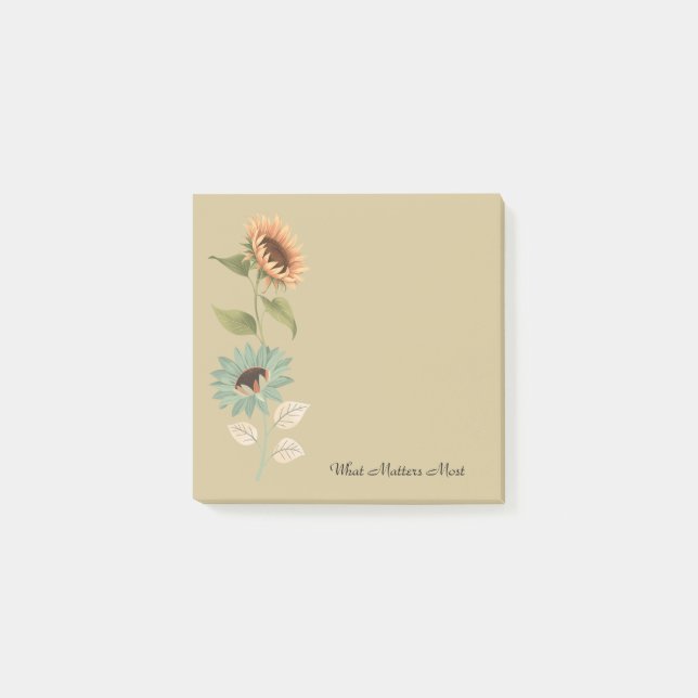 Rustic Sunflower Custom Sticky Post-it Block (Framsida)