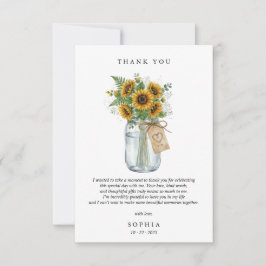Rustic Sunflower Flat Thank You Card Tack Kort