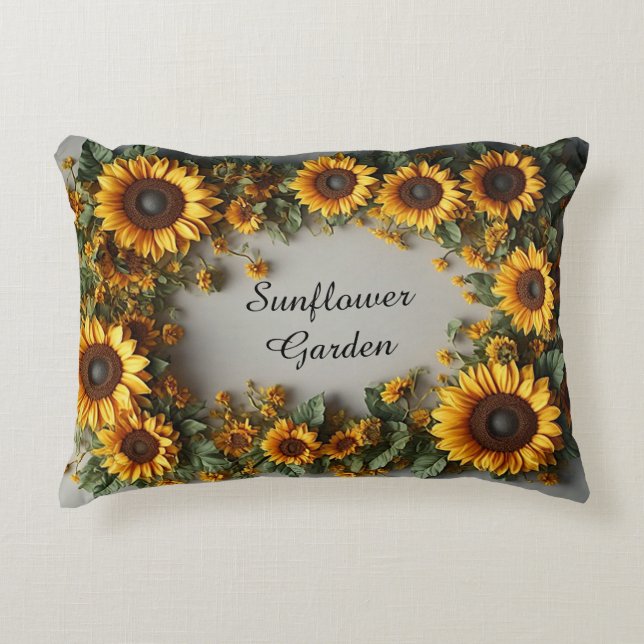 Rustic Sunflower Floral Bouquet Design Prydnadskudde (Framsidan)