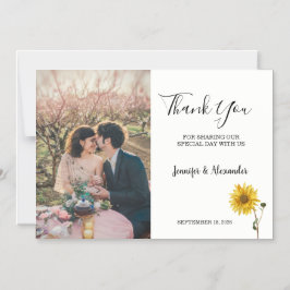 Rustic sunflower floral photo Thank You Magnetisk Inbjudningskort