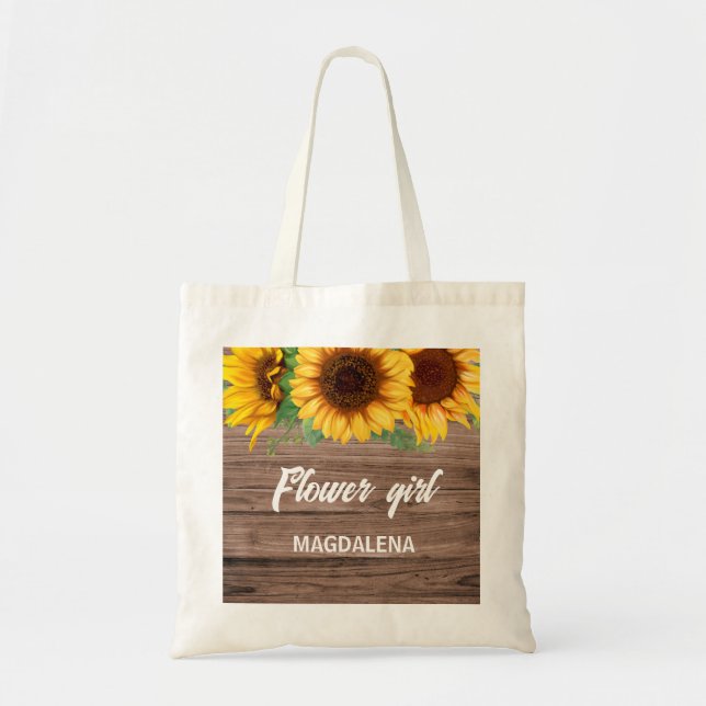 Rustic Sunflower Flower girl Bridesmaids gift  Tygkasse (Framsidan)