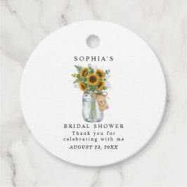 Rustic Sunflower Mason Jar Favor Tags Gåvor Etiketter