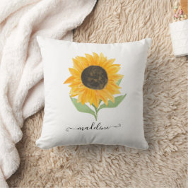 Rustic Sunflower Personalized Name Script Kudde