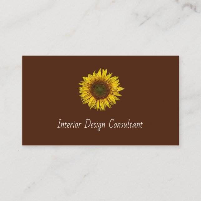 Rustic Sunflower QR code Boho Brown Visitkort (Framsida)