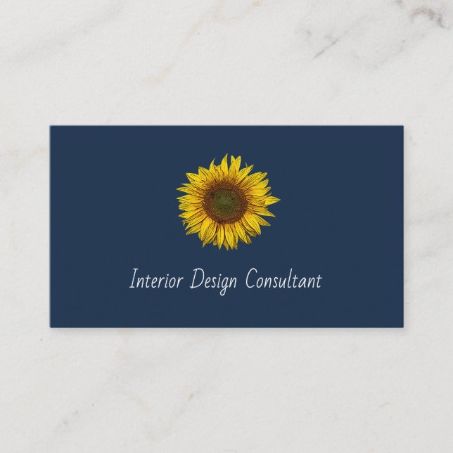Rustic Sunflower QR code Boho Navy Blue Visitkort (Framsida)
