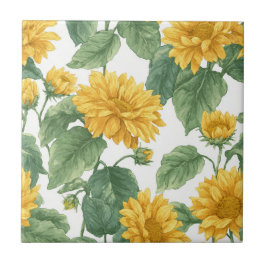 Rustic Sunflower Watercolor Floral Farmhouse Kakelplatta