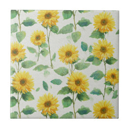 Rustic Sunflower Watercolor Floral Farmhouse Kakelplatta