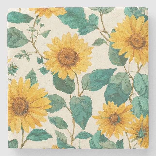Rustic Sunflower Watercolor Floral Farmhouse Stenunderlägg (Framsidan)