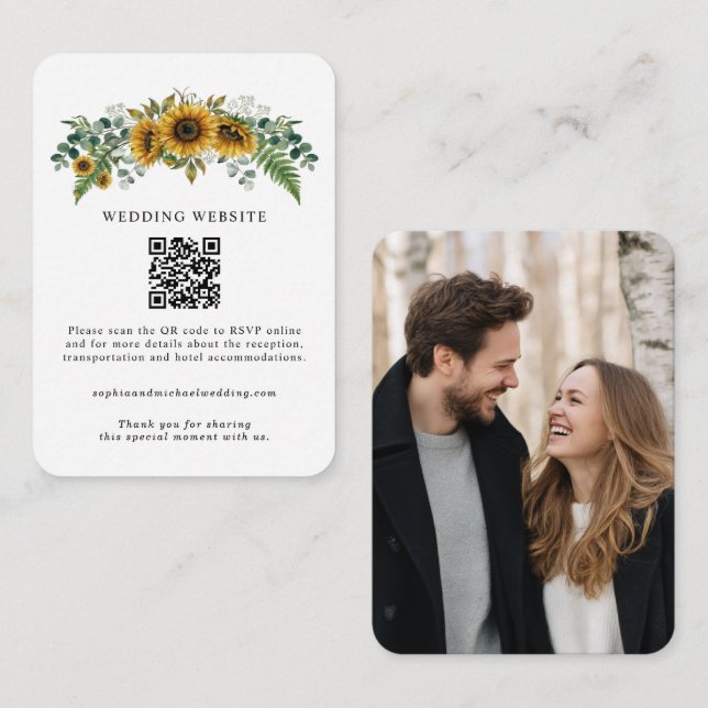 Rustic Sunflower Wedding Enclosure Card Tilläggskort (Fram/baksida)