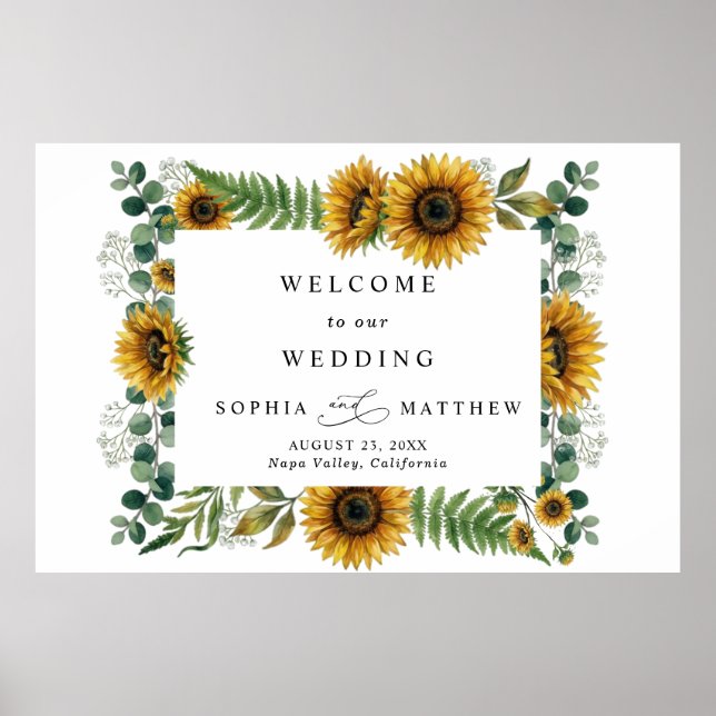 Rustic Sunflower Wedding Foam Board Poster (Framsidan)