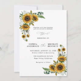 Rustic Sunflower Wedding Invitation Inbjudningar