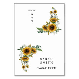 Rustic Sunflower Wedding Place Cards Bordsnummer