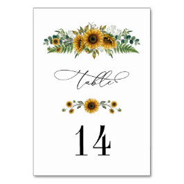 Rustic Sunflower Wedding Table Number Bordsnummer