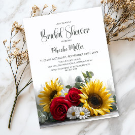Rustic Sunflowers and Roses Bridal Shower Inbjudningar