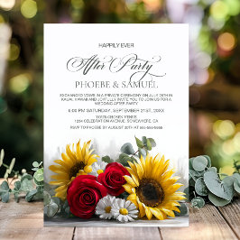 Rustic Sunflowers and Roses Wedding After Party Inbjudningar