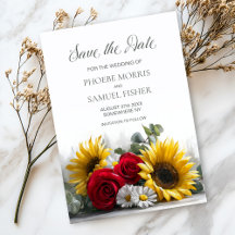 Rustic Sunflowers and Roses Wedding Save the Date