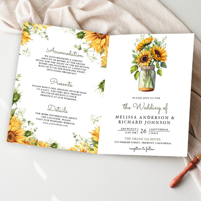 Rustic Sunflowers Mason Jar QR Code Wedding Inbjudan (Skapare uppladdad)