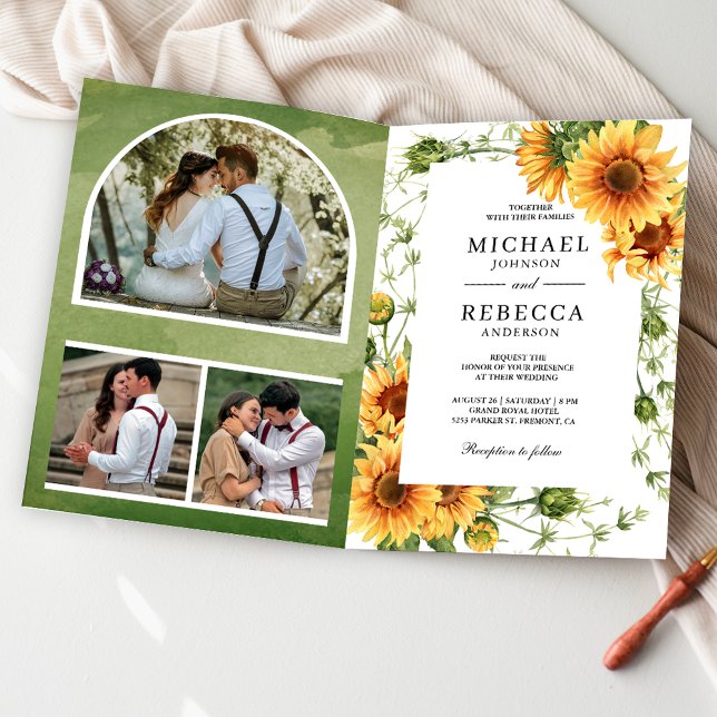 Rustic Sunflowers Photo Arch QR Code Wedding Inbjudan (Skapare uppladdad)