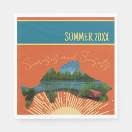 Rustic Sunrises and Sunsets Picnic Napkins Pappersservett