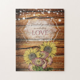 Rustic Sunros Jeremiah 31:3 Bible Verse Pussel