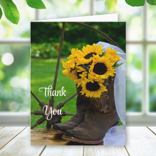Rustic Sunrows CowboyBoots Bröllop Tack Kort