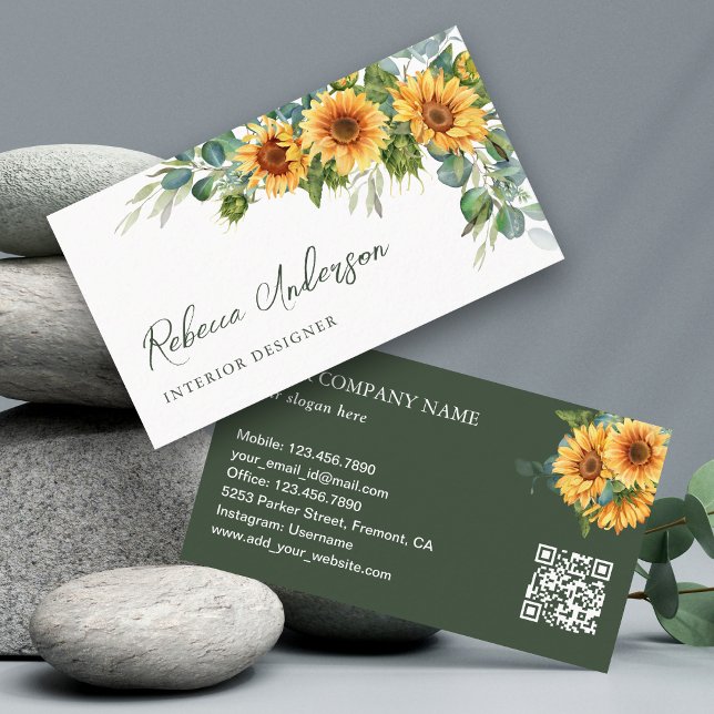 Rustic Sunrows Eucalyptus QR-kod Visitkort (Skapare uppladdad)