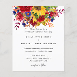 Rustic Sunrows Gult Red Blue Blommigt Bröllop