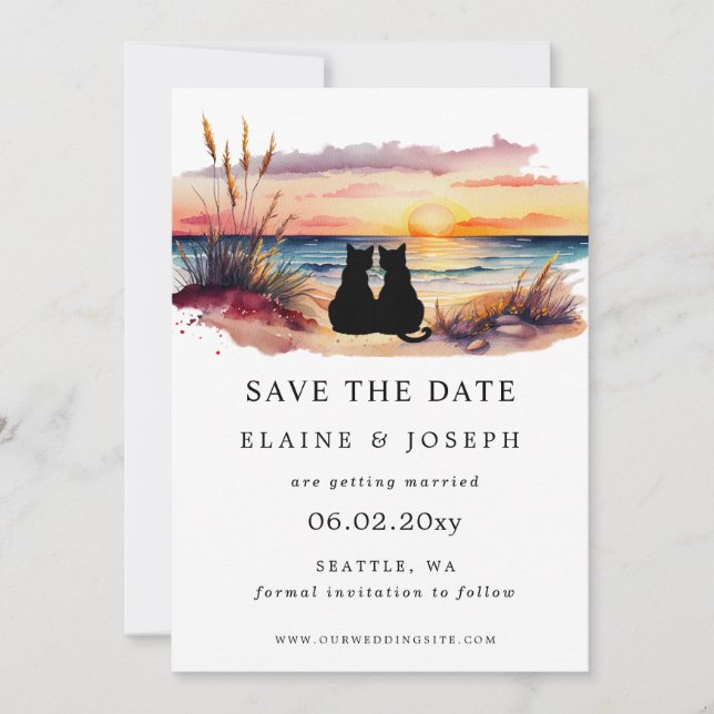 Rustic Sunset Beach Save The Date Cards Spara Datumet (Framsida)
