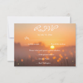 Rustic Sunset Nature Fireflies Wedding Meal Choice OSA Kort