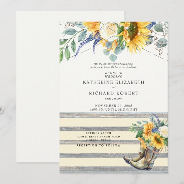 Rustic Sunsun Redthalce Wood Boots & Ljus Invit Inbjudningar (Fram/baksida)