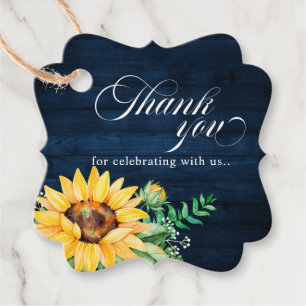 Rustic Sunwers Baby's Band Blue Bröllop Gåvor Etiketter
