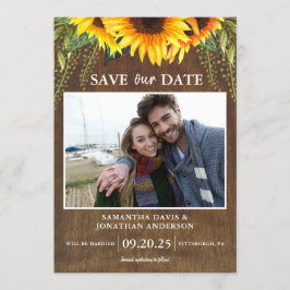 Rustic Sunwers Classic Photo Save Date Inbjudningar