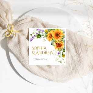 Rustic Sunwers & Lavander Bröllop Napkins Pappersservett