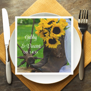 Rustic Sunwers och CowboyBoots Westerna Bröllop Pappersservett
