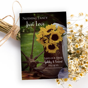 Rustic Sunwers och CowboyBoots Westerna Bröllop Spara Datumet