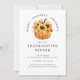 Rustic Sunwers Pumpkin Thanksgiving Middag Inbjudningar