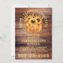 Rustic Sunwers Pumpkin Wood Thanksgiving Middag