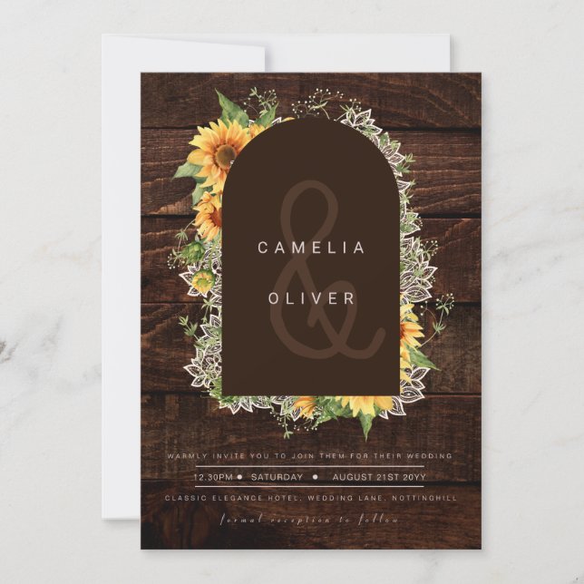 Rustic Sunwers Snöre Wedding Investigation QR Code Inbjudningar (Framsida)