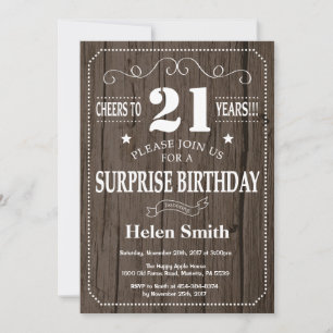 Rustic Surprise 21:a födelsedagsinbjudan Inbjudningar