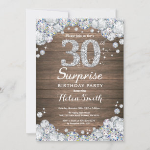 Rustic Surprise 30-årsfirande Silver Diamant Inbjudningar