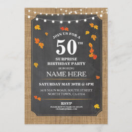 Rustic Surprise Birthday Fall Party 50:e Inbjudan