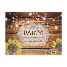 Rustic Surprise Solros 30års födelsedag vykort