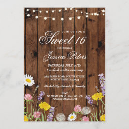 Rustic Sweet 16 Party Blommigt Vild Flowers Inbjud Inbjudningar