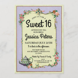 Rustic Sweet 16 Party Wonderland Tekanna Tea Party Inbjudningar