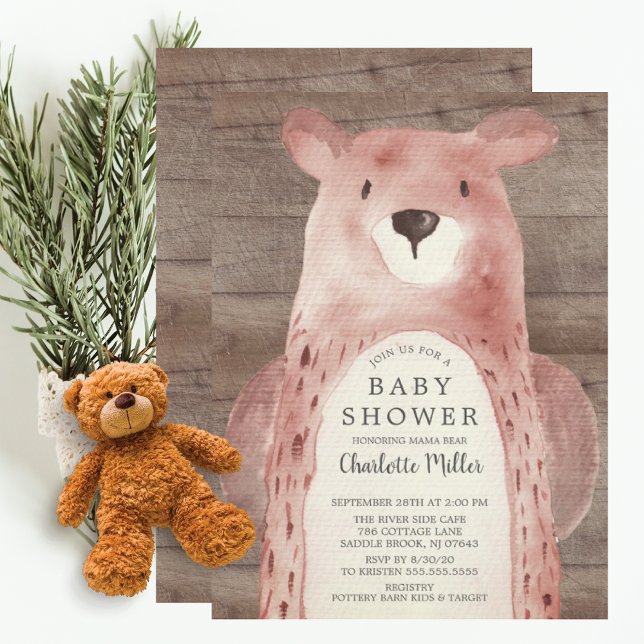 Rustic Sweet Bear Gender Neutral Baby Shower Inbjudningar (Skapare uppladdad)