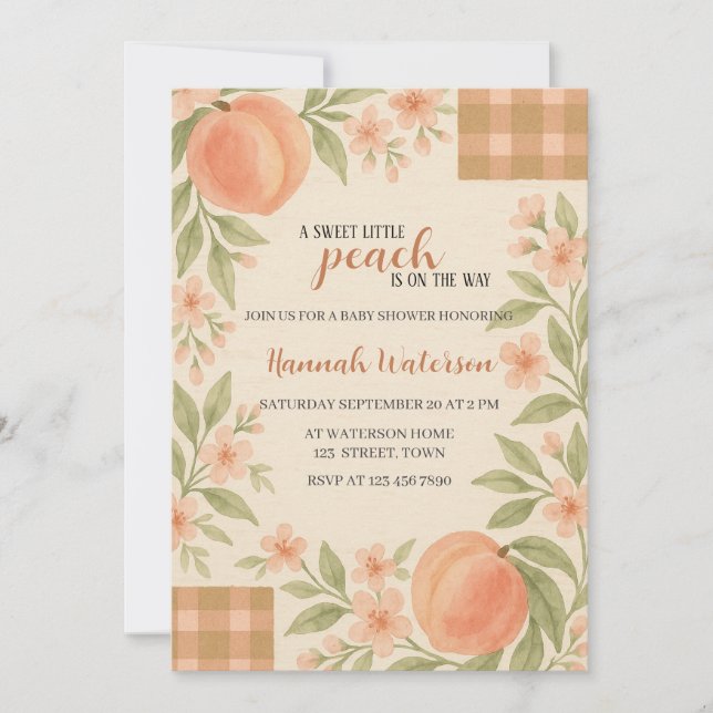 Rustic Sweet Little Peach Baby Shower  Inbjudningar (Framsida)
